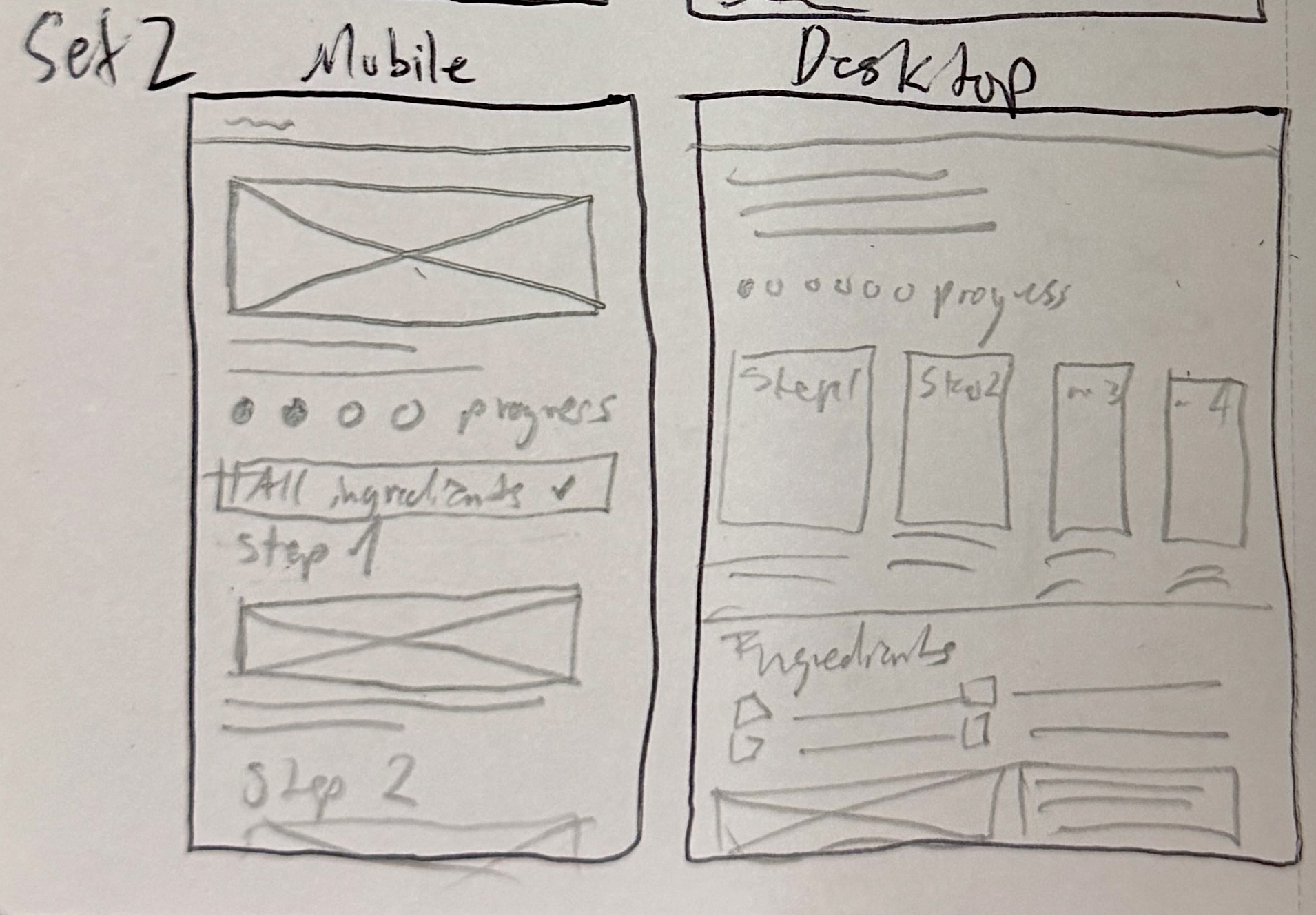 Set 2 low-fidelity sketches, mobile and desktop